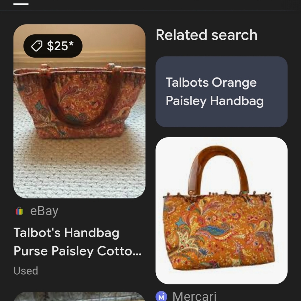 Vintage Talbots Orange Paisley handbag ,beaded ,tortoise Handles - Picture 11 of 11